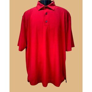 FootJoy Mens Red Solid Lisle Polo Medium